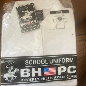 Girls school shirt white short sleeve polo